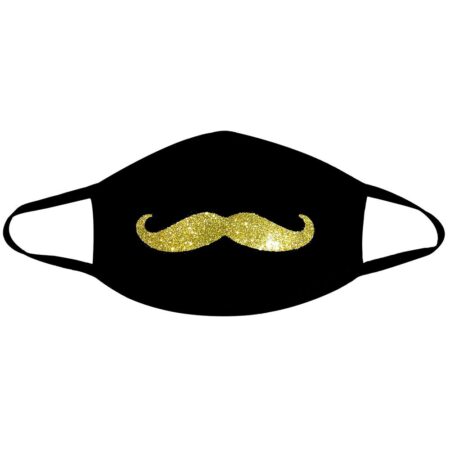 Mr. Mustachio Gold Glitter Face Mask