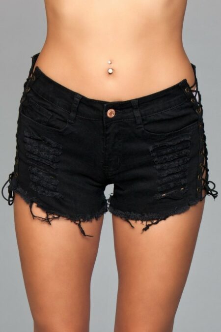 Med Looped In Distressed Shorts - Black