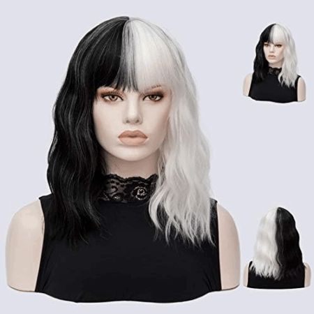 Black and White Wavy Cosplay Wig