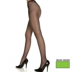 Seamless Fishnet Pantyhose - Neon Green - O/S